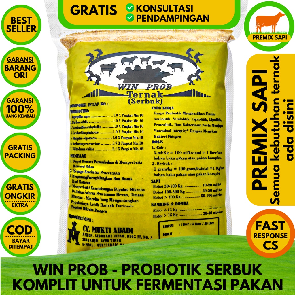 Jual Win Prob Kering Probiotik Komplit Untuk Fermentasi Pakan Premixsapi Shopee Indonesia