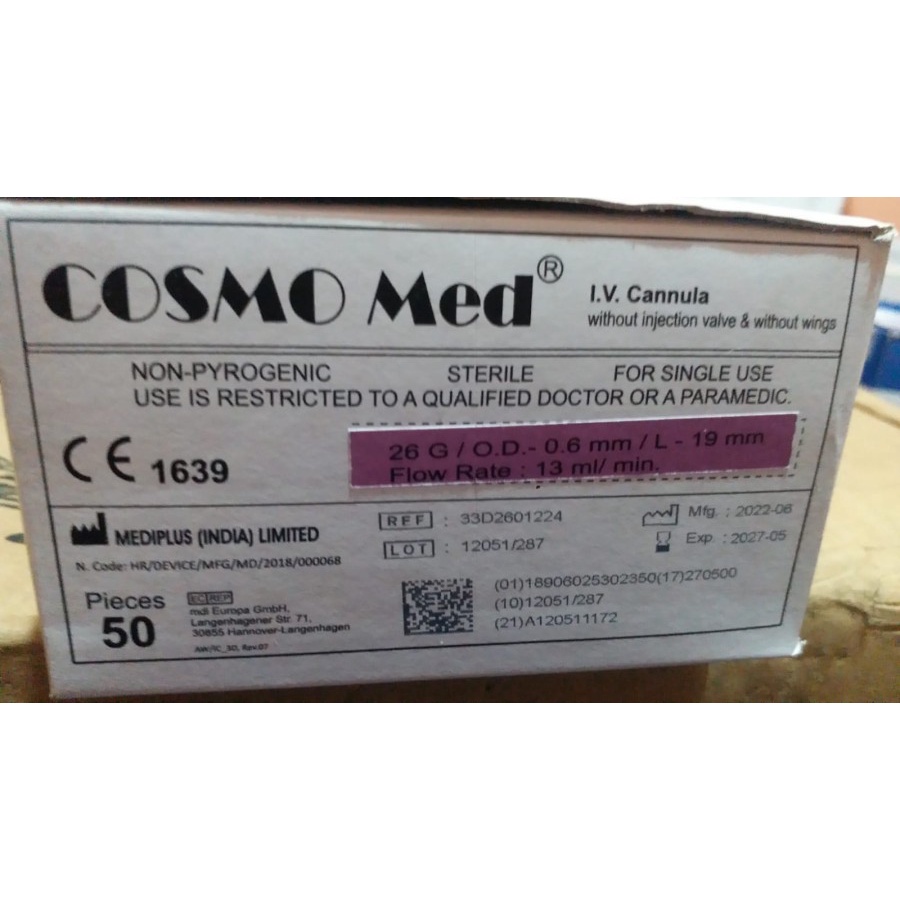 Jual IV Catheter / Abbocath / No. 26 G Merk Cosmo ( Type Pen) Shopee