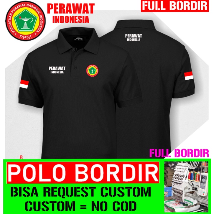 Jual Polo Perawat Indonesia Ppni Full Bordir Baju Pria Wanita Dewasa Pakaian Baju Laki Laki