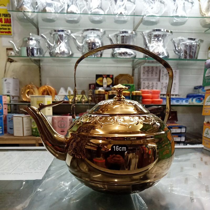 Jual Golden Arabian Kettle 13l Teko Arab 13l Teko Zam Zam Shopee Indonesia 7673