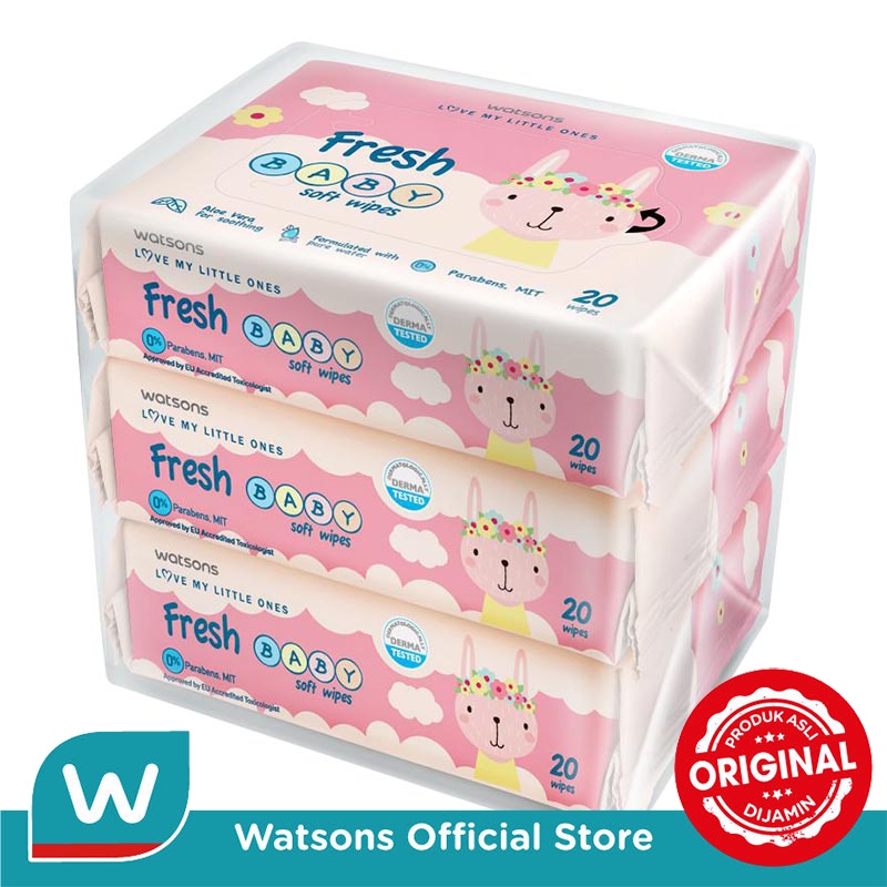 Jual WATSONS Fresh Baby Wipes (Emboss) 20S*3 Shopee Indonesia