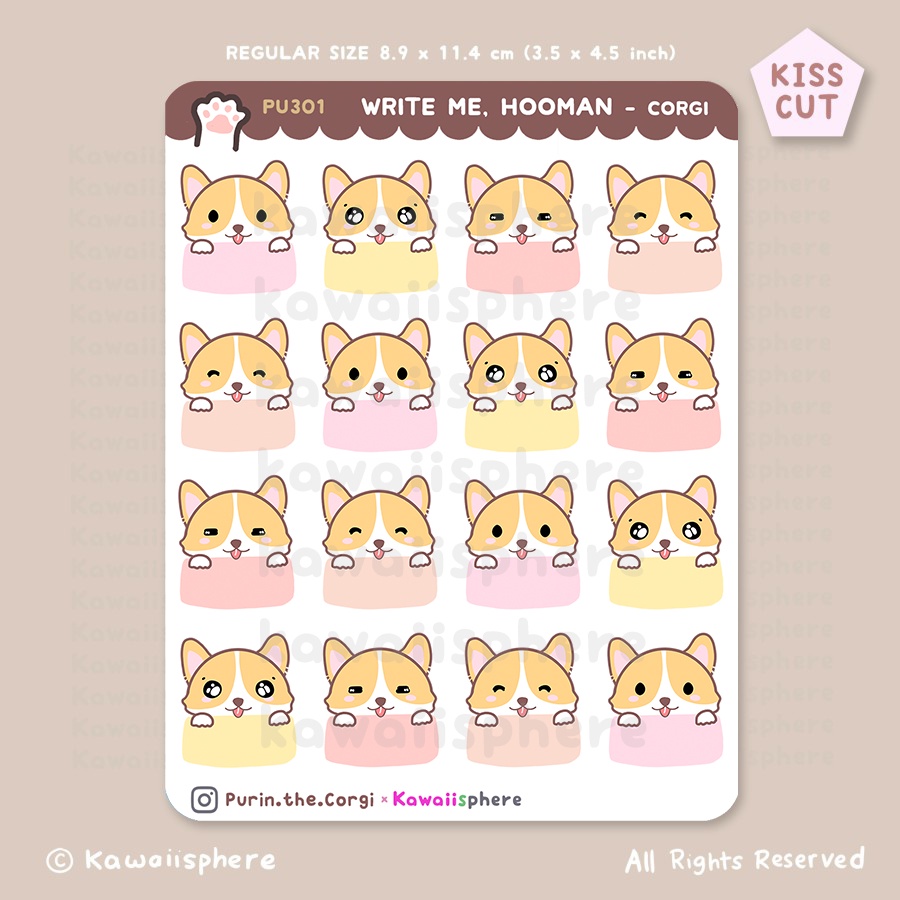 Jual Write Me Hooman - Corgi Ver Label / Memo Sticker Deco Box | Dog ...