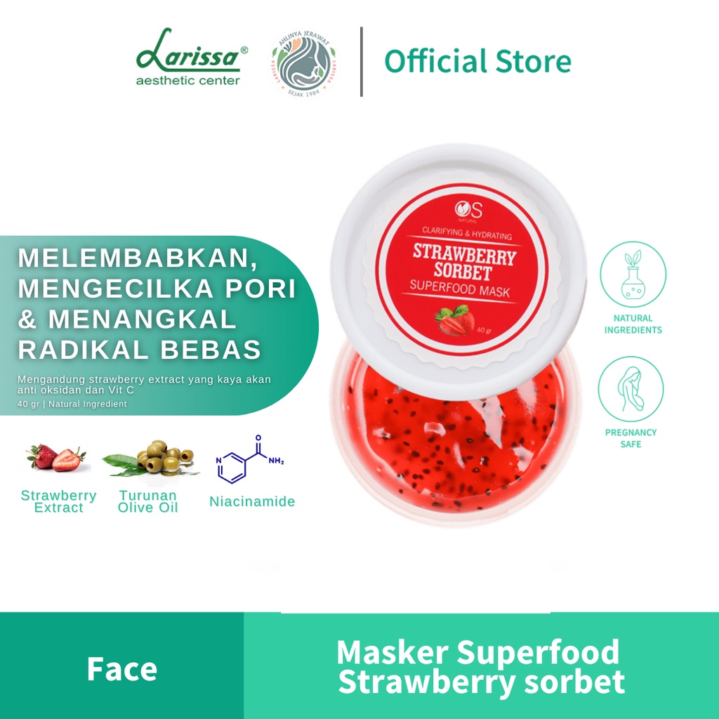 Jual Larissa Superfood Mask Strawberry Sorbet Masker Wajah Strawberry