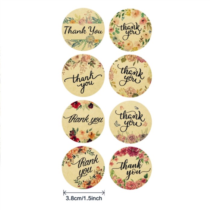 Jual Sticker Thank You Kraft Floral Stiker Motif Bunga Kado Tag Amplop ...