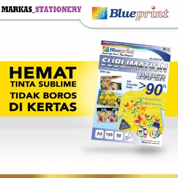 Jual Kertas Sublim A4 Blueprint Transfer Sublime Paper A4 Isi 50