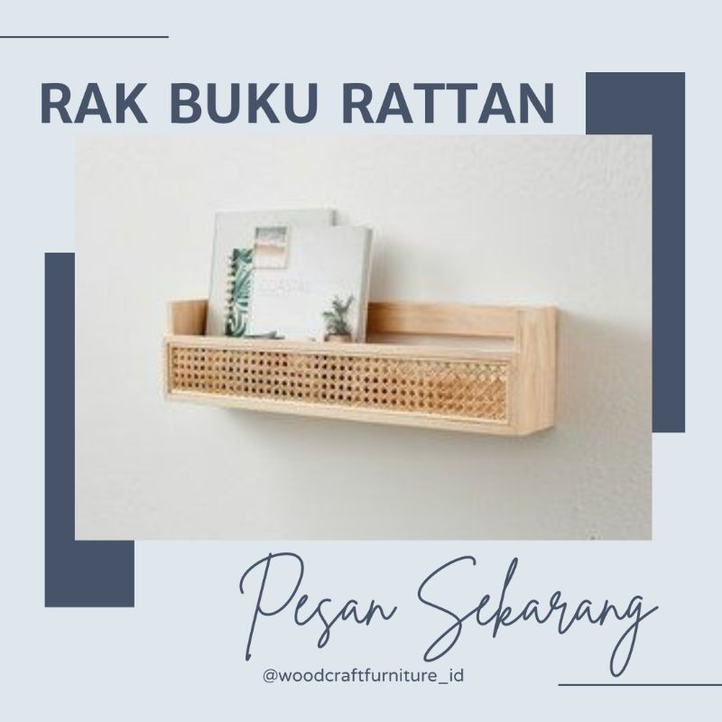 Jual rak dinding buku/ rak majalah aesthetic/ rak dinding buku rotan