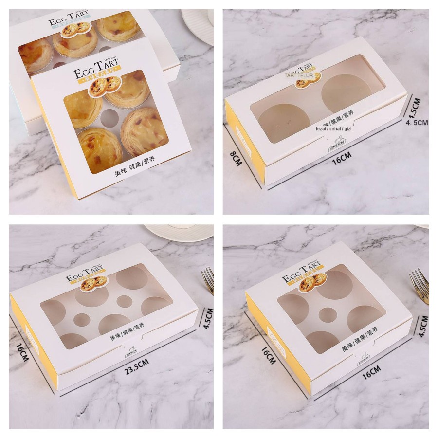 Jual Box Egg Tart Mini Kotak Kue Pie Susu Dus Kue Egg Tart Cake Box ...