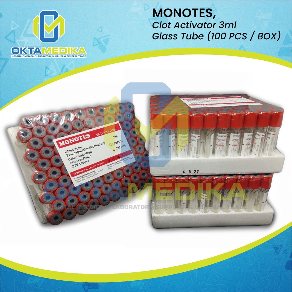 Jual MONOTES VAC TUBE CLOTH ACTIVATOR 3 ML GLASS (100'S/BOX) | Shopee ...