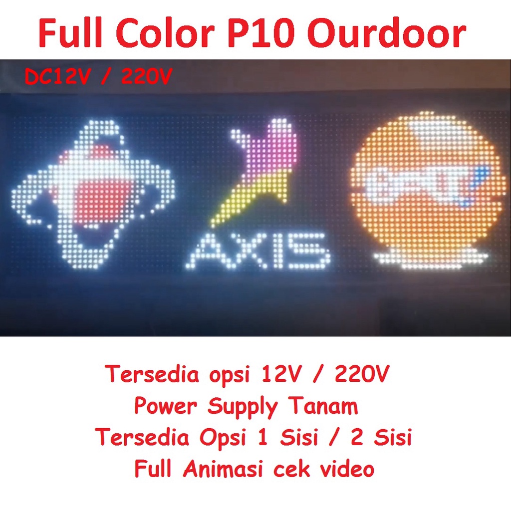 Jual Running Led Text RGB Full Color P10 OUTDOOR size 16 32 48 64 96 ...