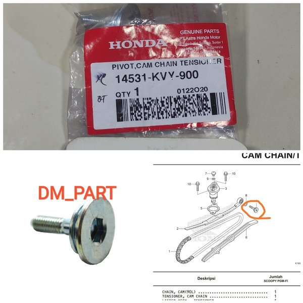Jual Baut Kunci L Pivot Karet Lidah Tensioner Beat Scoopy Spacy Vario