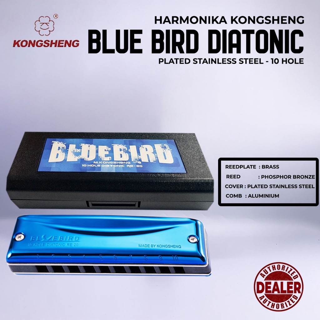 Jual Harmonica Harmonika Kongsheng Blue Bird Diatonic 10 Hole RE20