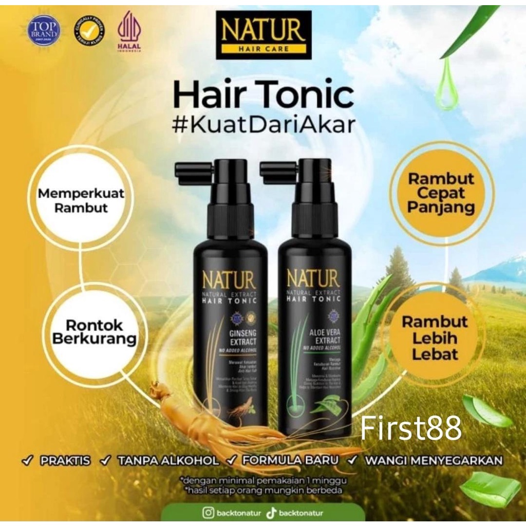 Jual NATUR Natural Hair Tonic Ginseng / Aloe Vera Extract 50ml BPOM ...