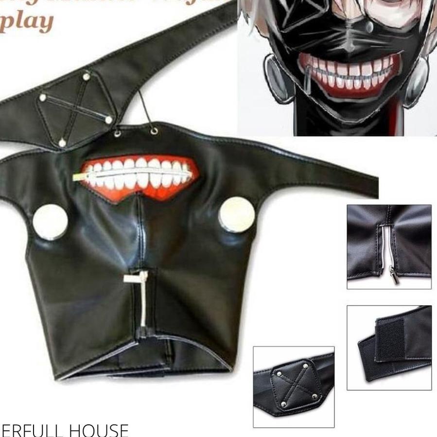 Papapanda Tokyo Ghoul Maske – Ken Kaneki Cosplay Reißverschluss-Maske Aus Weichem Polyester – 18,5x12,5 Cm