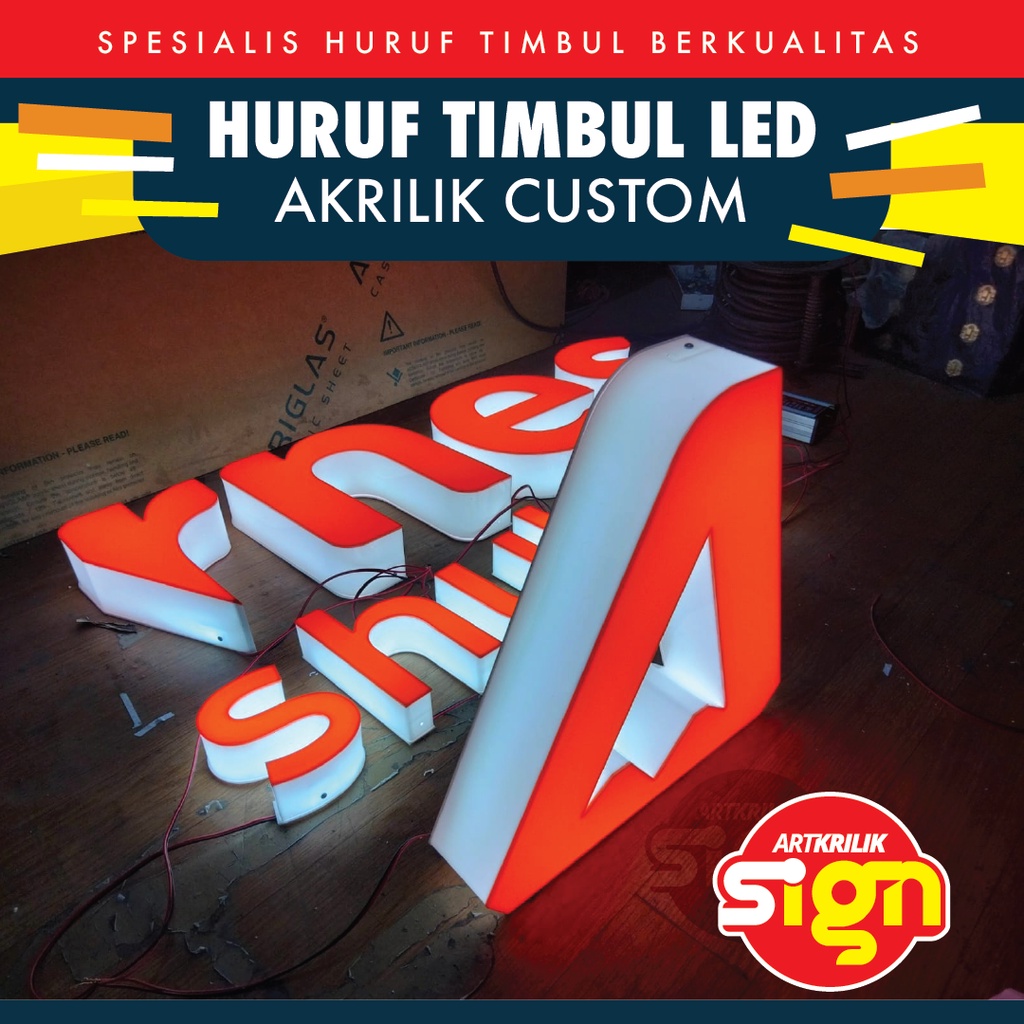 Jual Huruf Timbul Akrilik D Nyala D Letter Acrylic Lighted Papan Nama Usaha Custom