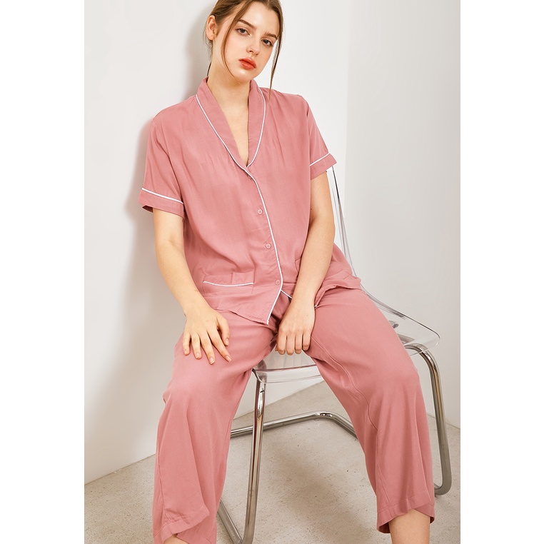Jual Blues and Blush Jill Short Sleeve Long Pants Pajama Set Piyama Set