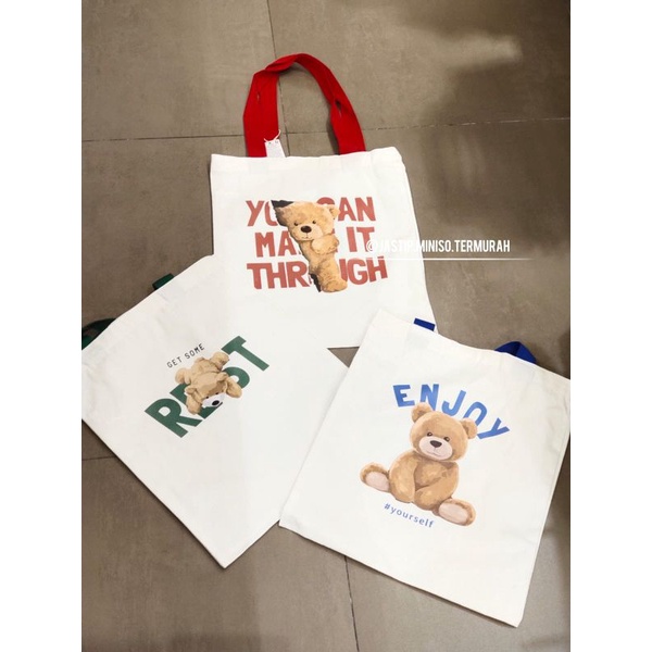 MINISO Tote Bag Canvas BEARS Series sz.34x40cm