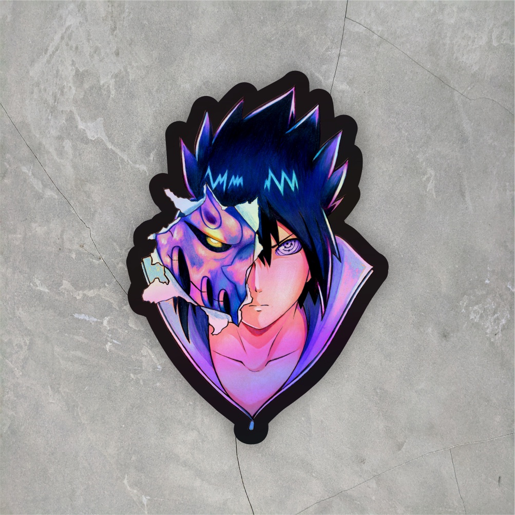 Jual Sticker Anime Hologram Uchiha Sasuke Sticker case hp & laptop ...
