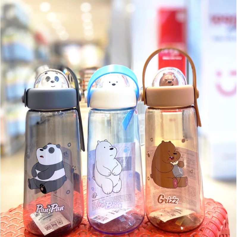 MINISO We Bare Bears Grizzly Plastic Bottle Leak Proof PP Lid Bottle f -  Home Decor Lo