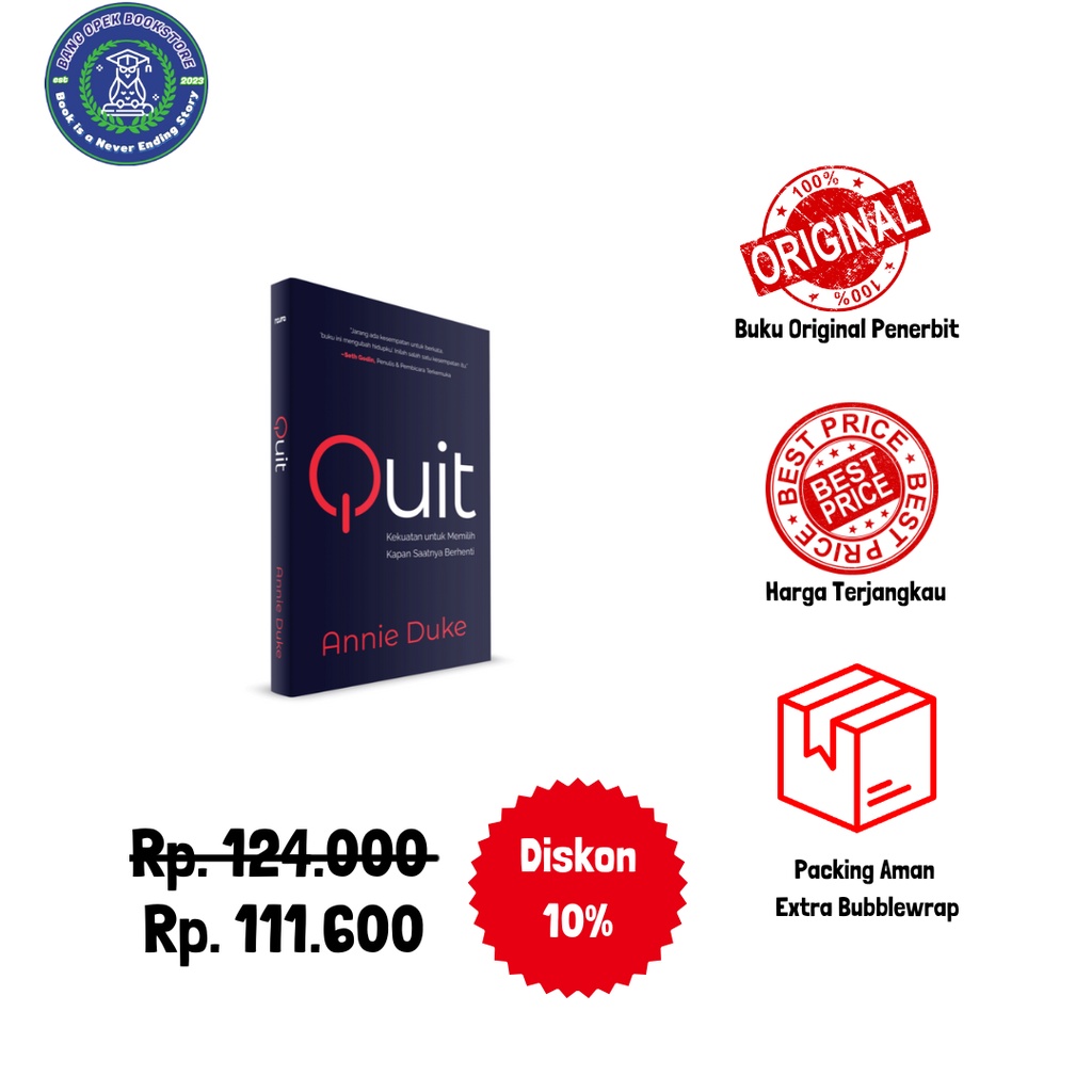 Jual Buku Quit Kekuatan Untuk Memilih Kapan Saatnya Berhenti Shopee