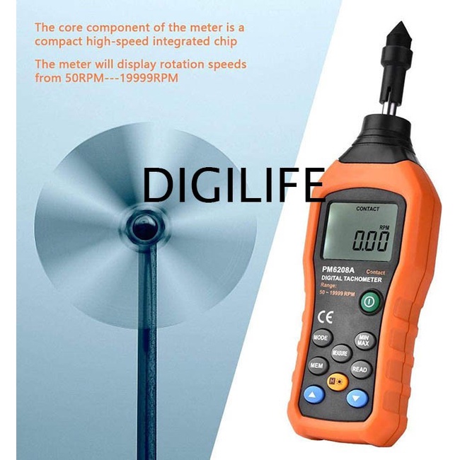 Jual Tachometer Data Logger Peakmeter PM6208A RPM Tester MS6208A Taco