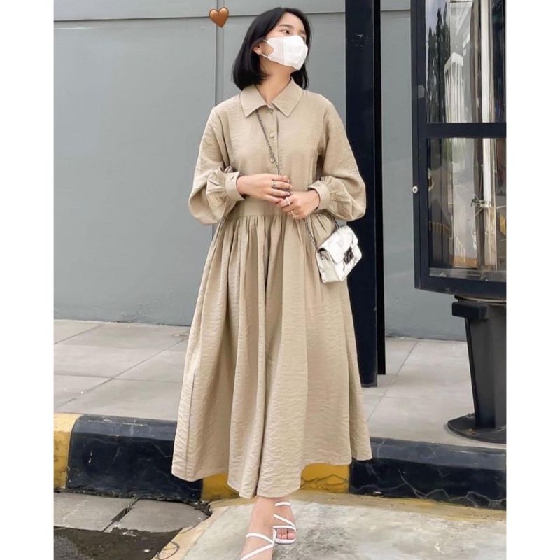 Jual Baju Atasan Wanita Ruffle Midi Dress Model Terbaru Style Korean ...