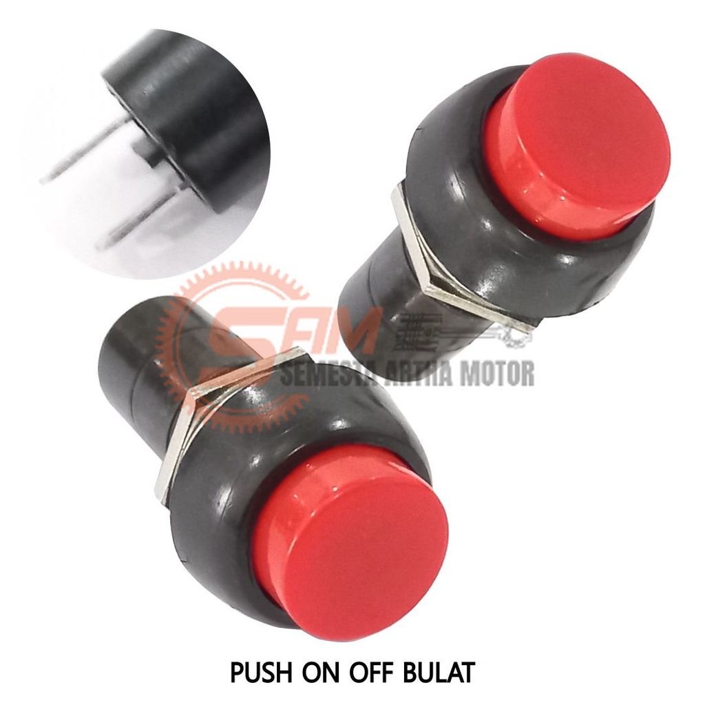 Jual Saklar On Off Push Switch 2 Pin Bulat Tombol Lampu Motor Universal ...