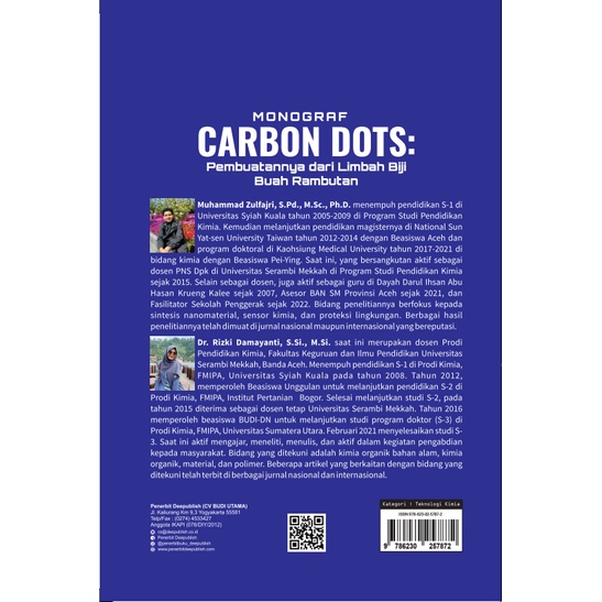 Jual Deepublish - Buku Carbon Dots: Pembuatannya dari Limbah Biji Buah ...