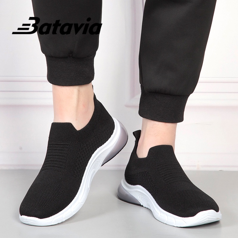 Jual Batavia Baru Rekreasi Slip On Pria Sepatu Rajutan Bernapas