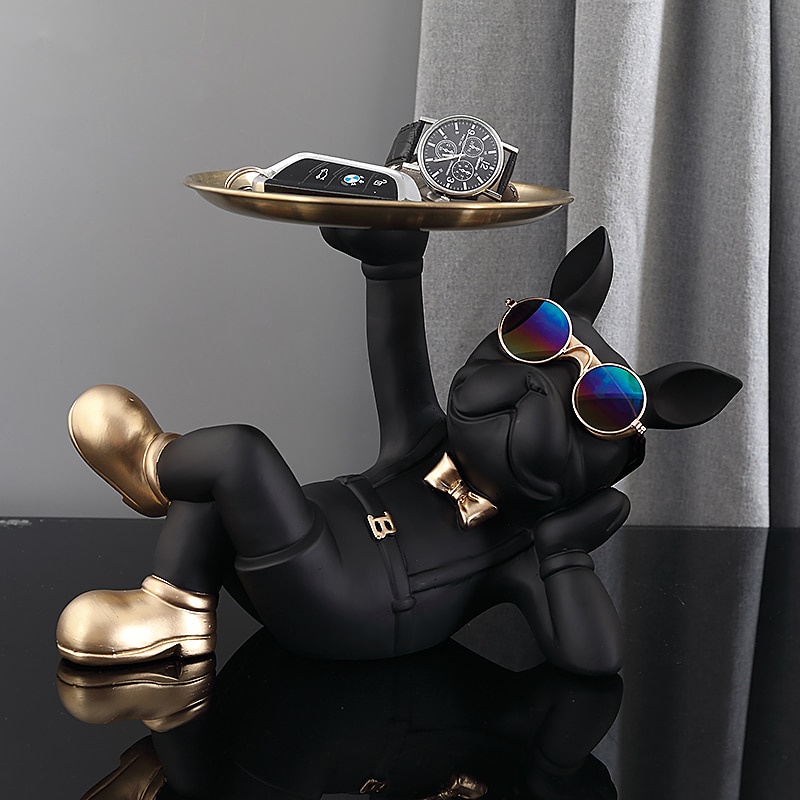Jual Norc Resin Bulldog Crafts Dog Butler with Tray for keys Holder ...