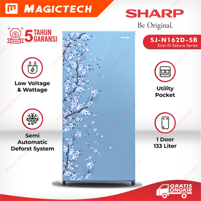 Jual KULKAS SHARP 1 PINTU SJ-N162D-SB Kirei III Sakura Series 133L ...