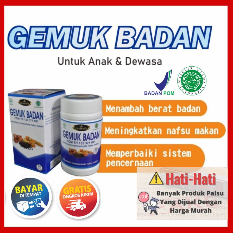 Jual Obat Penambah Berat Badan Kapsul Penggemuk Badan Binasyifa Kemasan Kotak Isi Kapsul