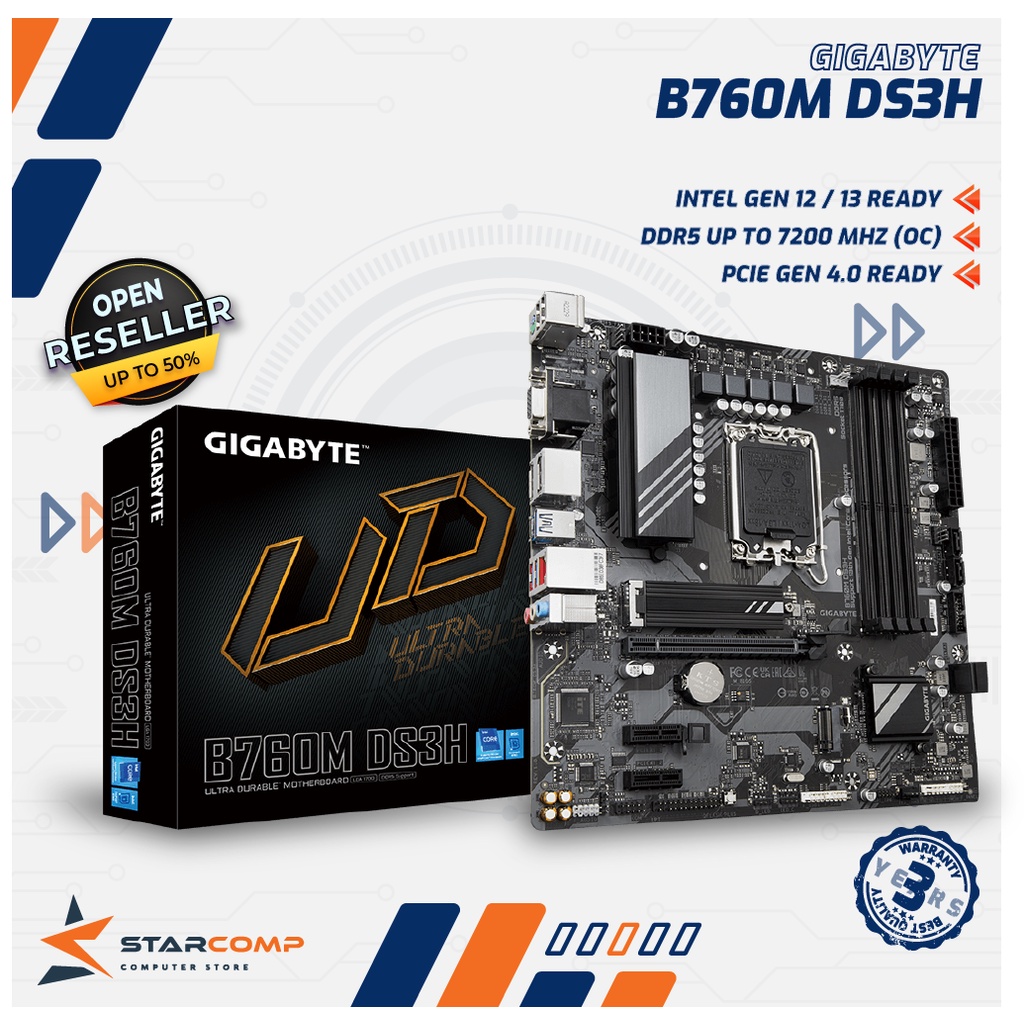 Jual GIGABYTE B760M DS3H Motherboad Intel B 760 LGA 1700 DDR5 MATX ...