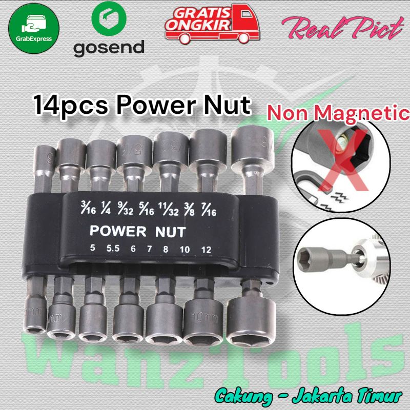 Jual Power Nut Set 14 pc Driver Bor Bit Sea Metric Socket Wrench Sekrup ...