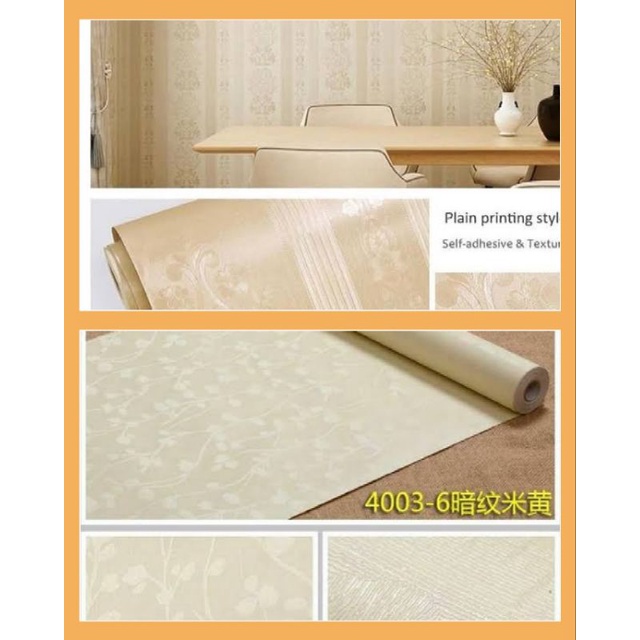 Jual POLOS GOLD wallpaper sticker dinding polos emboss krem ukuran 45 cm x 9 m GH226 dan GH129
