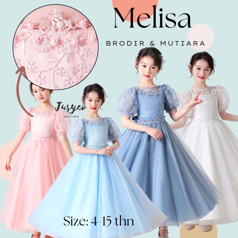 Jual Melisa Embroidery Pearl Dress /Gown Pesta Bordir Anak Perempuan ...