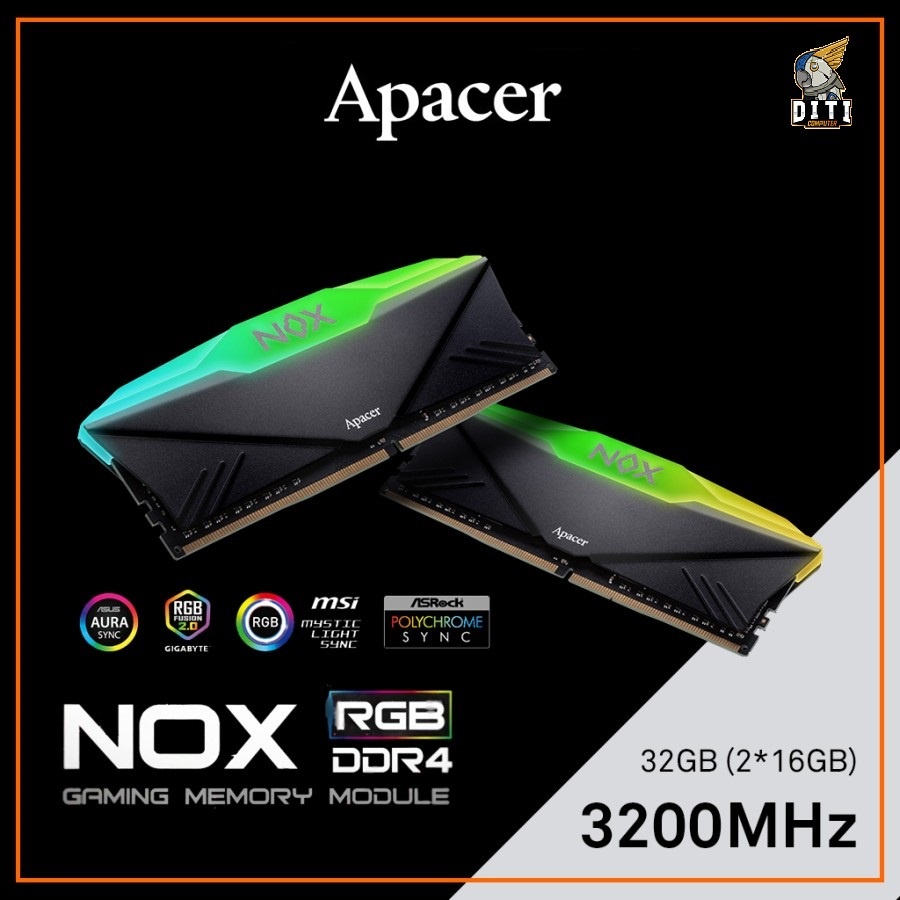 Jual APACER NOX RGB BLACK 32GB (2X16GB) DDR4 3200MHZ RAM PC LONGDIMM ...