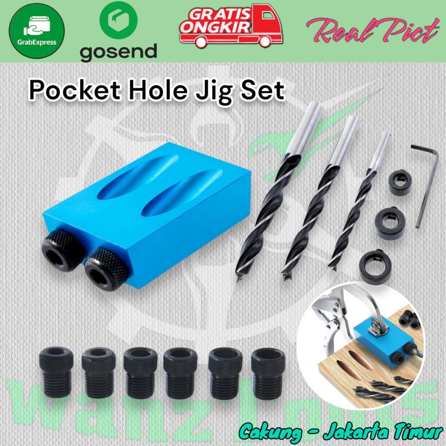 Jual Pocket Hole Jig Set Rdeer Adaptor Mata Bor Dowel Shopee