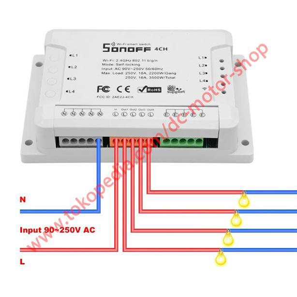 Jual New Sonoff 4CH R2 4 Channel Din Rail Mounting WiFI Switch Smart