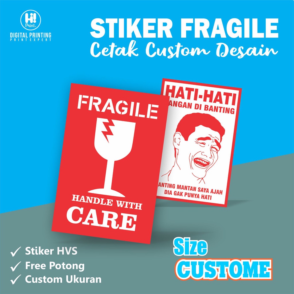 Jual Stiker Fragile Custom Desain Shopee Indonesia