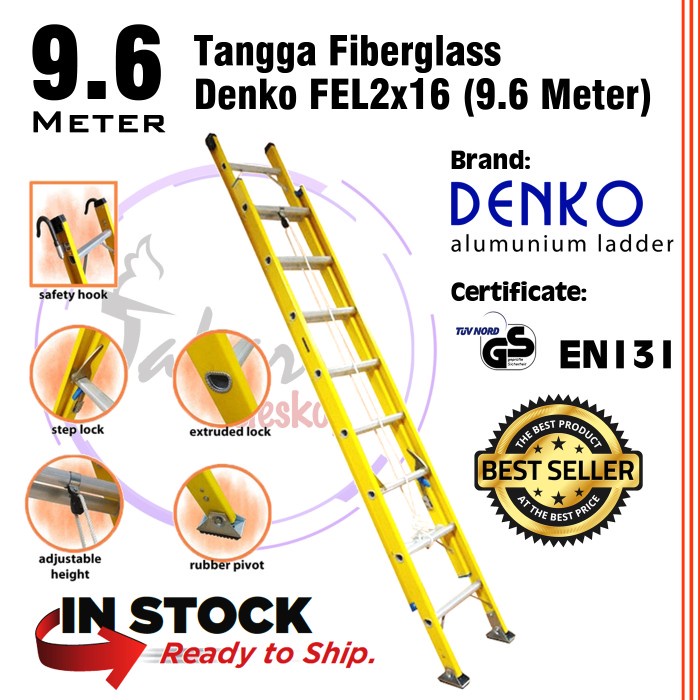 Jual Tangga Fiberglass 9 6 Meter Alumunium Extension PLN Lipat Denko 9