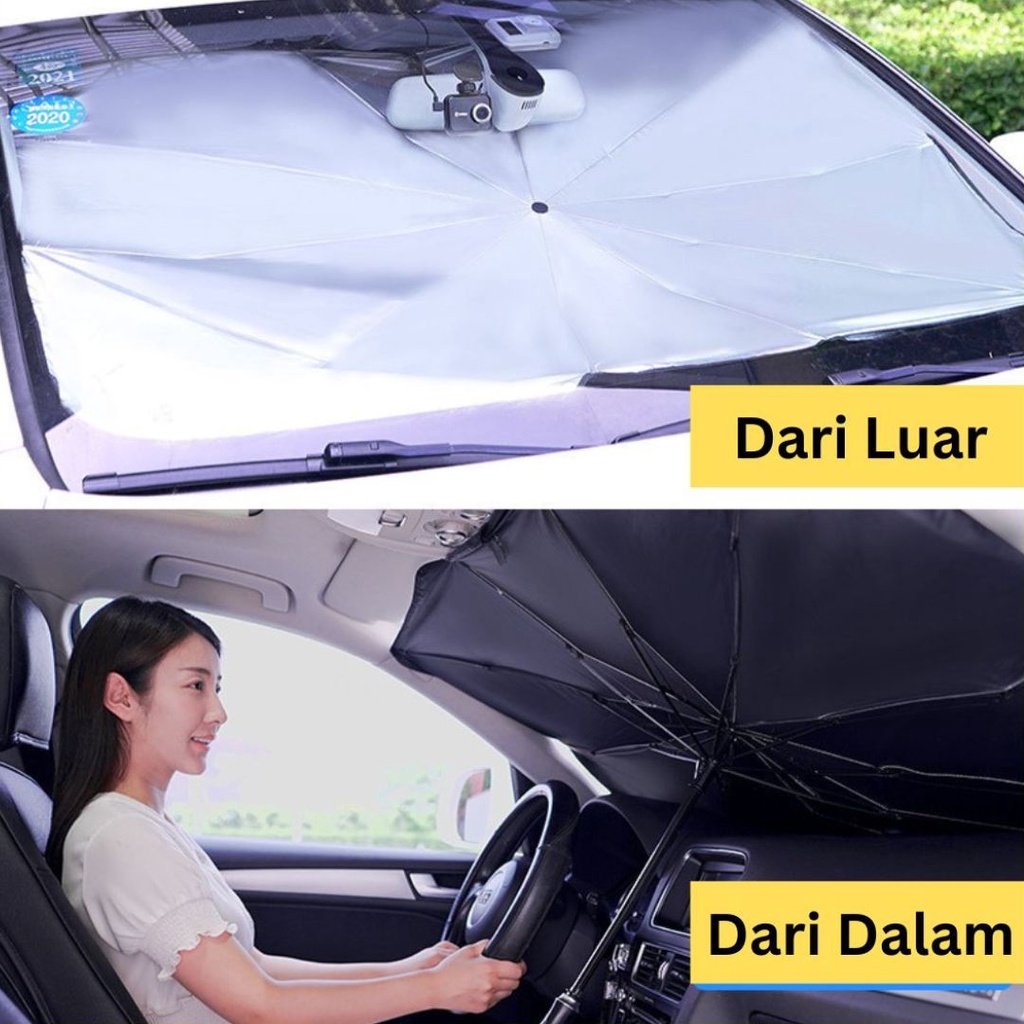 Jual Cover Payung Lipat Sun Shield Pelindung Panas Matahari Dashboard Kaca Depan Mobil Anti