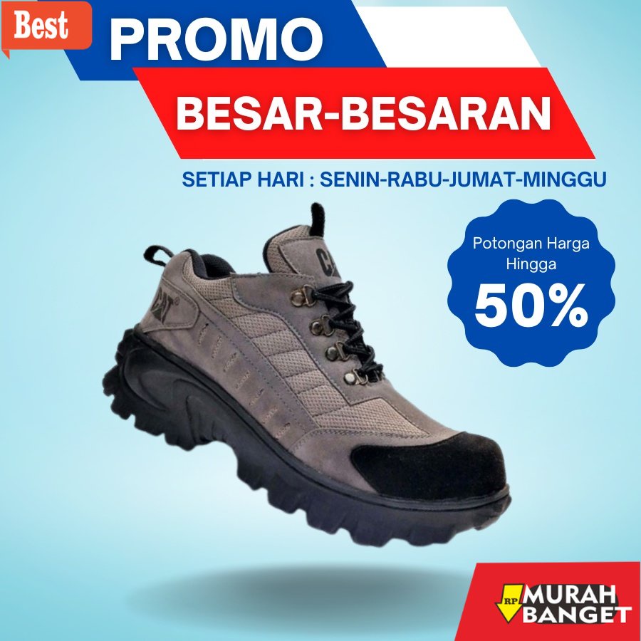 Jual Boot terbaik 2023 Sepatu Boots Pria Safety Caterpillar Abu Hitam