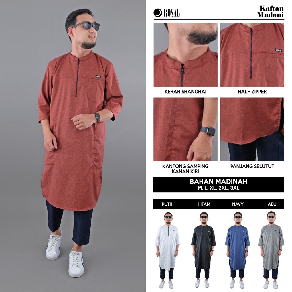 Jual ROSAL Kaftan Madani Baju Muslim Kurta Pakistan Panjang Pria