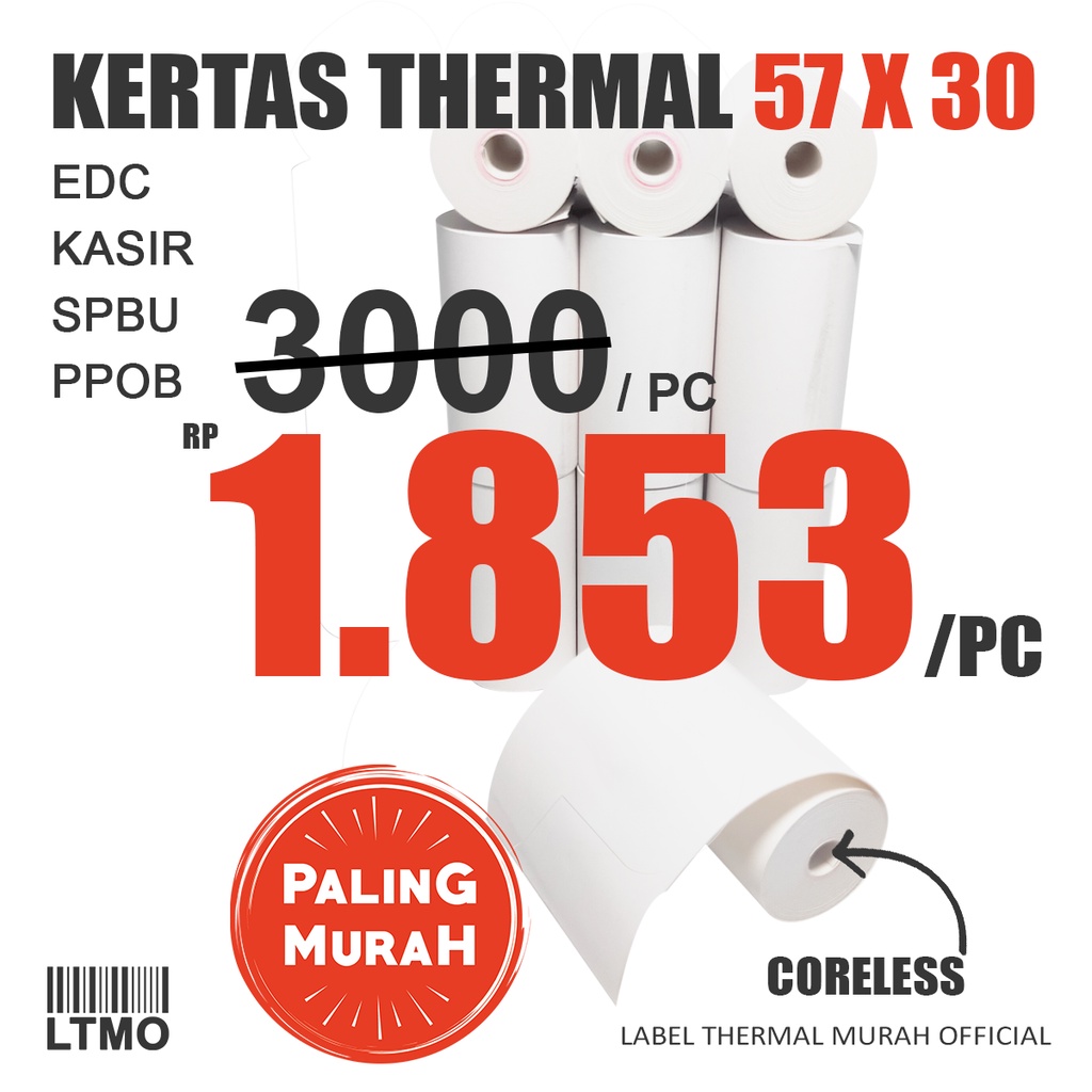 Jual Kertas Thermal Murah Kasir Struk Ppob X X Dus Roll