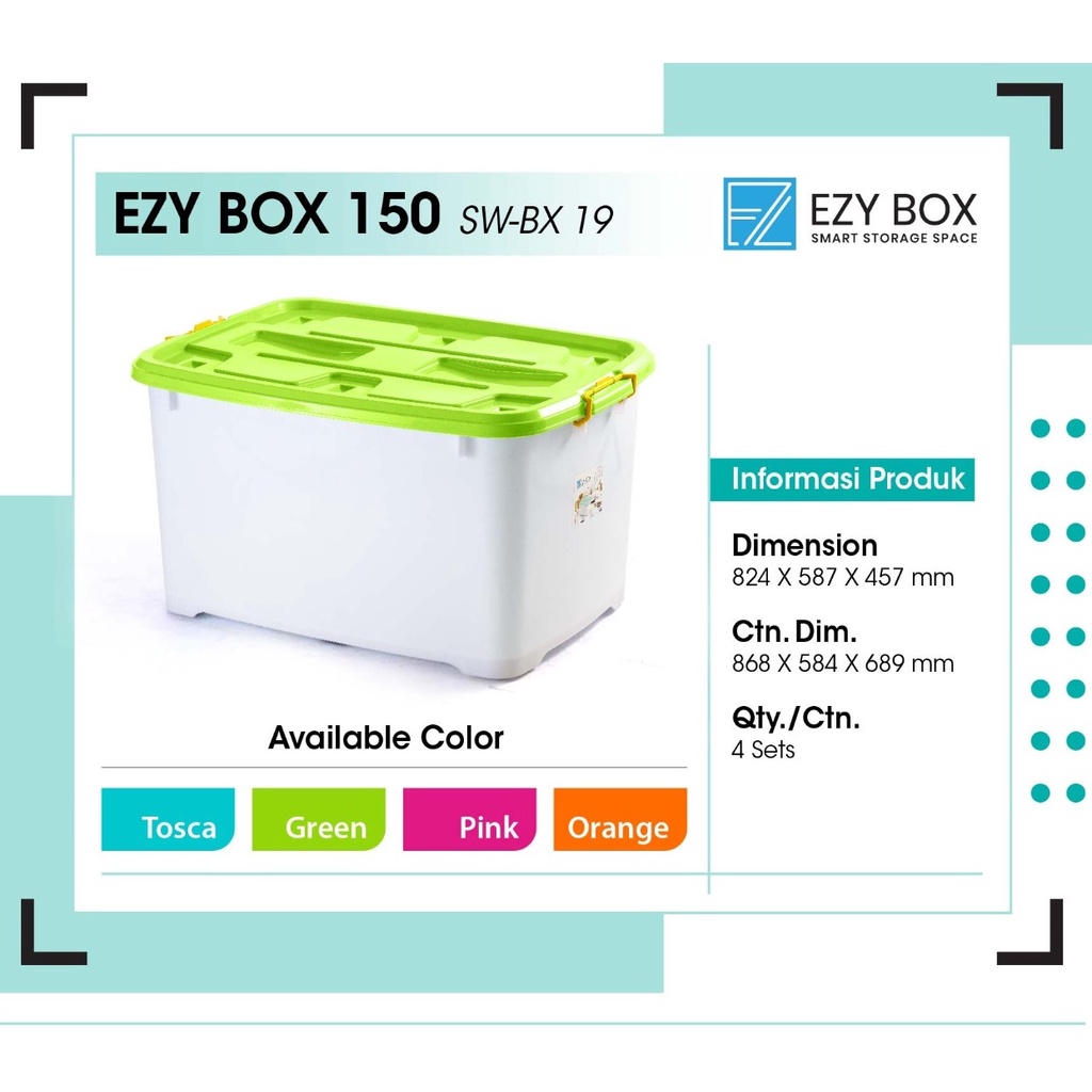 Jual Ezy Box Container Box Plastik 128 130 148 150 168 Liter Kotak Penyimpanan Jumbo Besar 3287