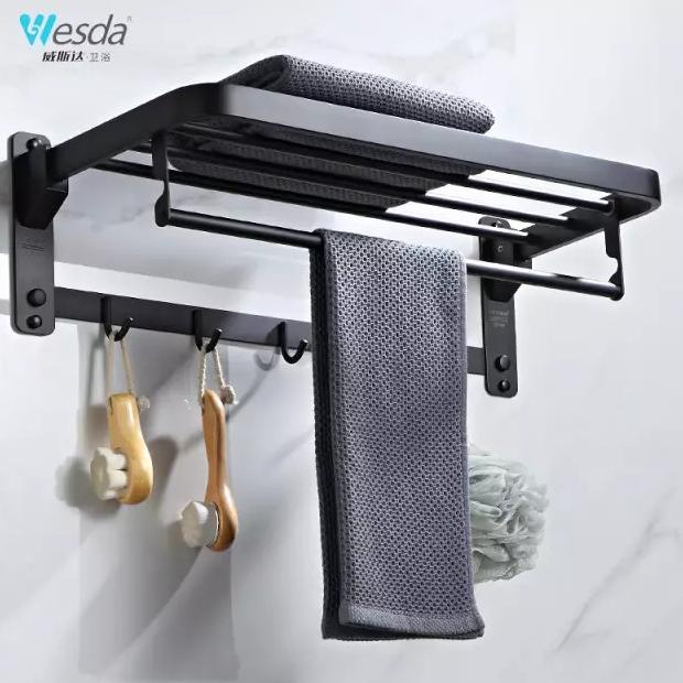 Jual Rak handuk lipat hitam stainless sus 304 ---NEW READY--- | Shopee ...