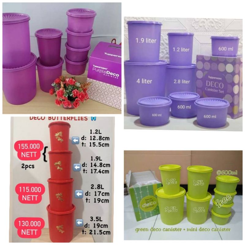 Jual tupperware deco canister set ungu lotus canister set toples