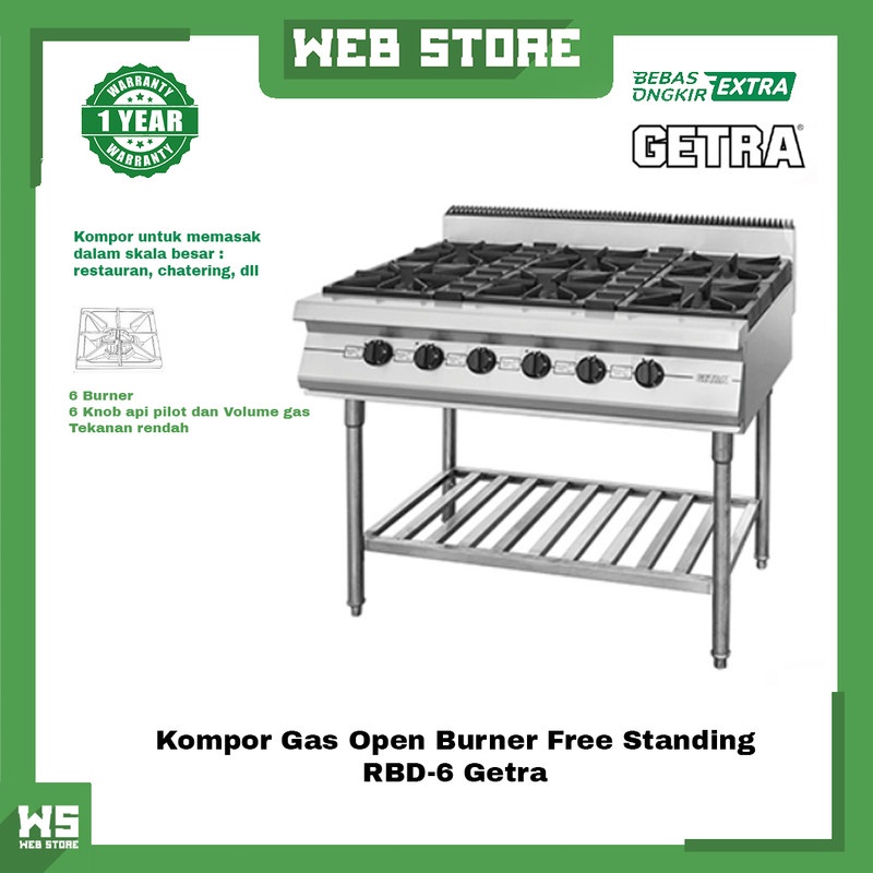 Jual Kompor Gas Open Burner 4 Tungku Stainless With Stand RBD-6 Getra ...