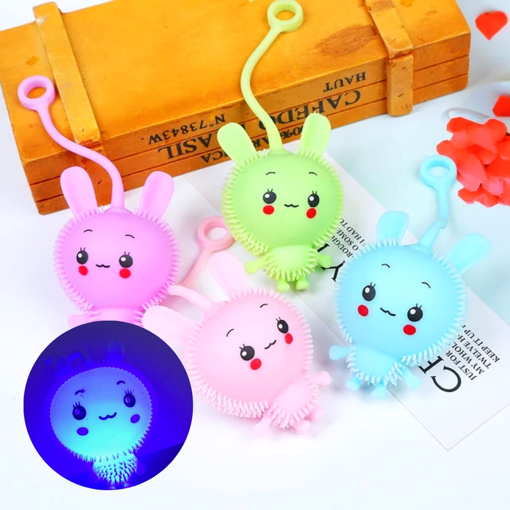 Jual Squishy Ball LED Model Kelinci Silikon Mainan Anak Anti Stress