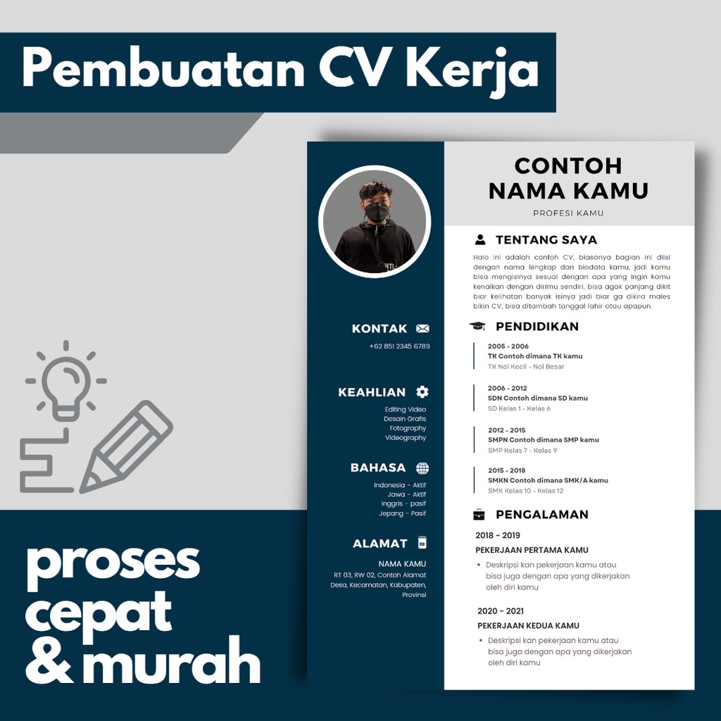 Jual Jasa Pembuatan Desain Cv Curriculum Vitae Kerja Fast Shopee